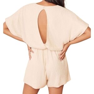 NWT PQLA Ivory Beaded V-neck Daytrip Romper Size Large